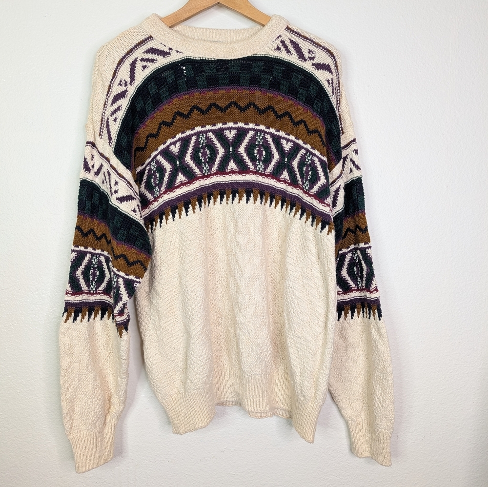 Vtg van Heusen Grandpa Knit Cotton Sweater